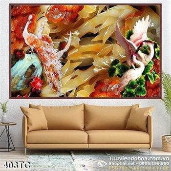 Tranh chim công 3d giả ngọc ấn tượng