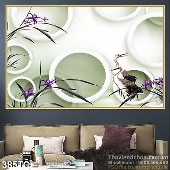 Tranh chim hạc 3d psd