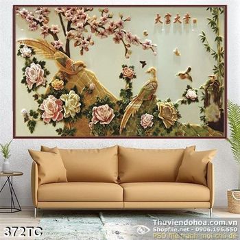 Tranh chim công giả ngọc và vách đá