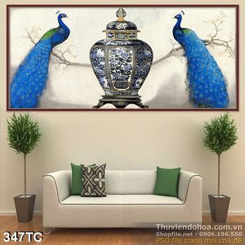 Tranh chim công điều khắc giả ngọc 3d đẹp psd