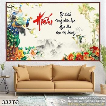 Tranh chim công hiếu đẹp 3d