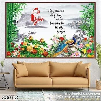 Tranh chim công 3d wall cội nguồn giả ngọc