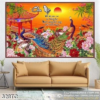 Tranh chim công 3d giả ngọc