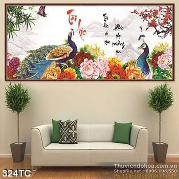 Tranh chim công tài lộc 3d đẹp