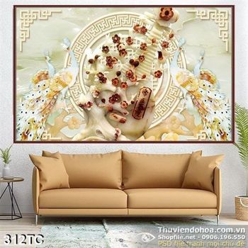 Tranh chim công giả ngọc đẹp psd