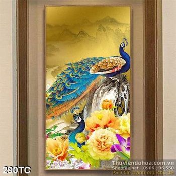 Tranh chim công và hòn đá nhỏ