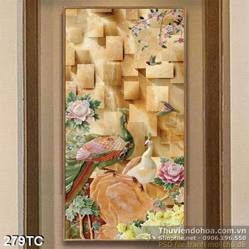 Tranh chim công 3d giả ngọc chơi đừa