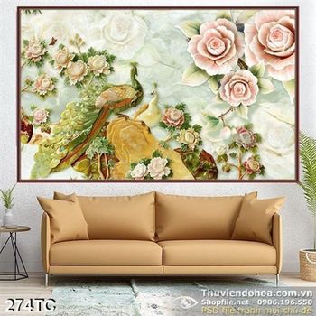 Tranh chim công giả ngọc psd đẹp in psd