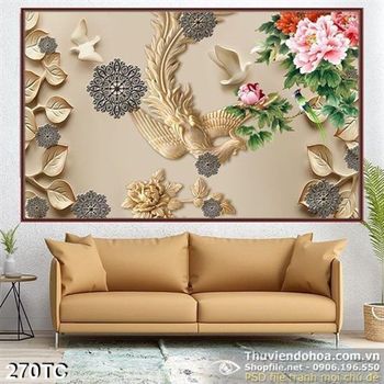 Tranh chim công tung cánh đẹp