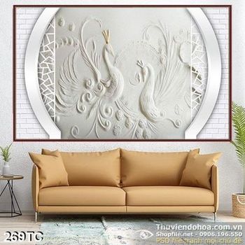 Tranh chim công 3d phù điều ấn tượng in uv