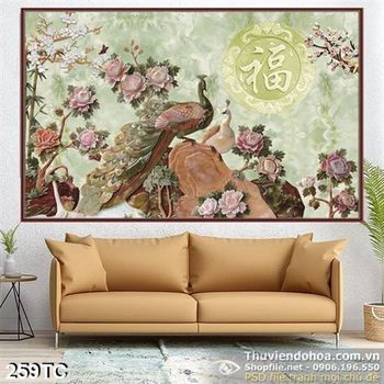 Tranh chim công 3d giả ngọc đẹp