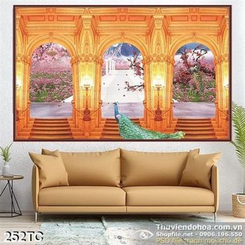 Tranh chim công và cánh công lớn đẹp uv