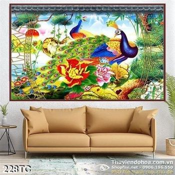 Tranh chim công khoe sắc lộng lẫy psd 3d đẹp