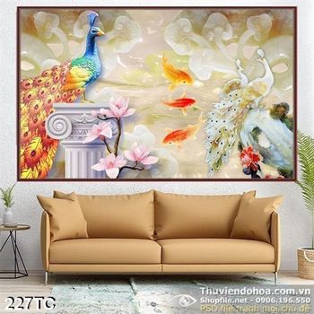 Tranh chim công màu sắc rực rỡ 3d psd
