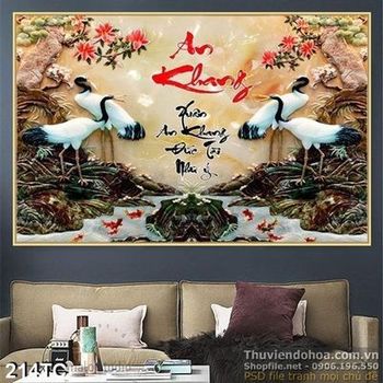 Tranh chim công an khang và hạc giả ngọc