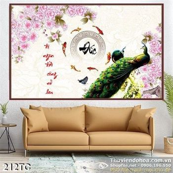 Tranh chim công đức và cá chép