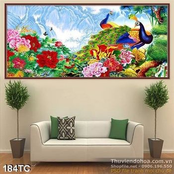 Tranh chim công khoe sắc tán tình 3d