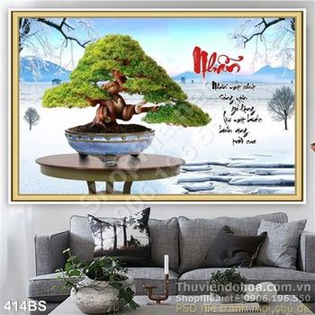 Chậu bonsai và cái bàn tròn gỗ đẹp