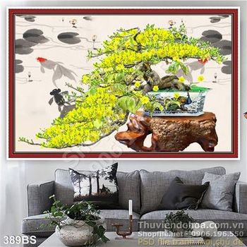 Chậu bonsai hoa mai lớn nở rộ đón xuân