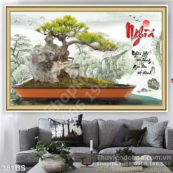 Chậu bonsai mini và hòn đá cuội đẹp ấn tượng