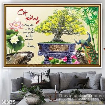 Chậu bonsai in gạch hoa mai 3d cát tường