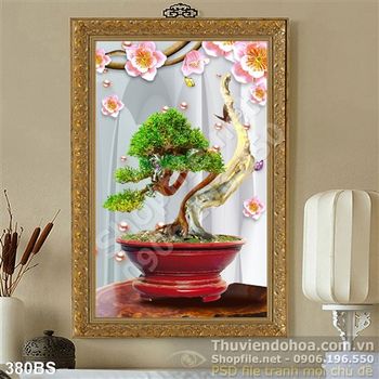 Chậu bonsai 3d lụa đẹp năm mới