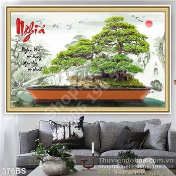 Chậu bonsai lớn và chữ nghĩa