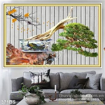 Chậu bonsai 3d decor wall đẹp ấn tượng