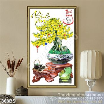 Chậu bonsai 3d 2020 hoa mai và ấm trà