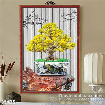 Chậu bonsai cây hoa mai nở rộ xuân 2020