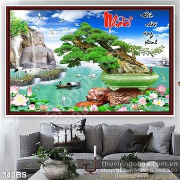 Chậu bonsai đẹp và tượng phật