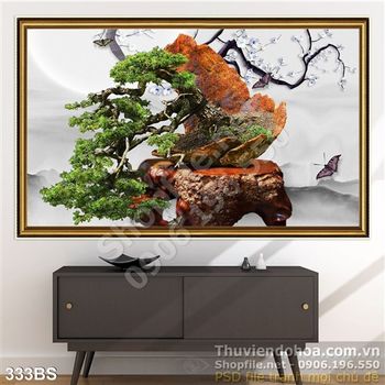 Chậu bonsai nghệ thuật ấn tượng psd in gạch