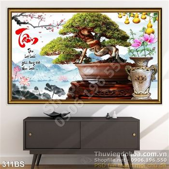 Tranh bonsai file psd  nghệ thuật