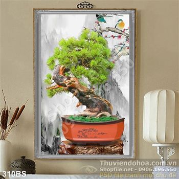 Tranh bonsai wall nghệ thuật psd