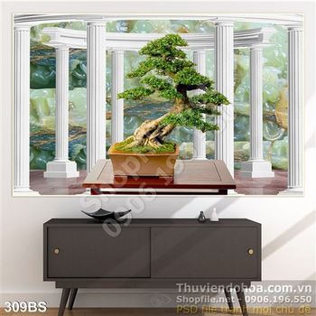 Tranh bonsai wall in gạch ấn tượng