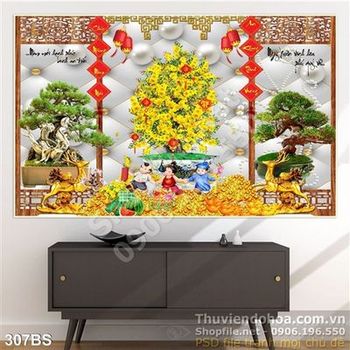 Tranh bonsai ngày tết quê em 2020