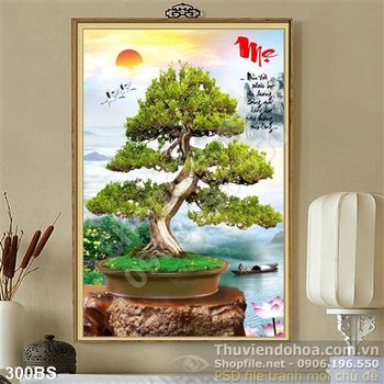 Tranh bonsai nghệ thuật nhật bản chữ mẹ ý nghĩa
