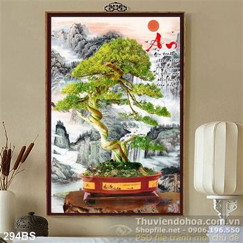 Tranh bonsai độc đáo chữ an năm mới