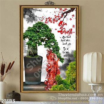 Chậu bonsai trang trí ngày tết và tượng quan âm