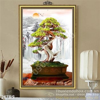 Chậu bonsai in gạch file psd đẹp ấn tượng