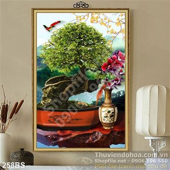 Chậu bonsai và hòn lặng bộ nghệ thuật