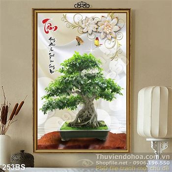 Tranh bonsai japan tạo kiểu ấn tượng