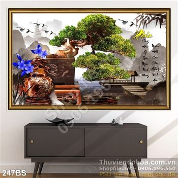 Tranh bonsai cây khế tạo dáng độc lạ