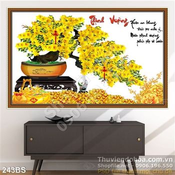 Tranh bonsai hoa mai nghệ thuật thịnh vượng