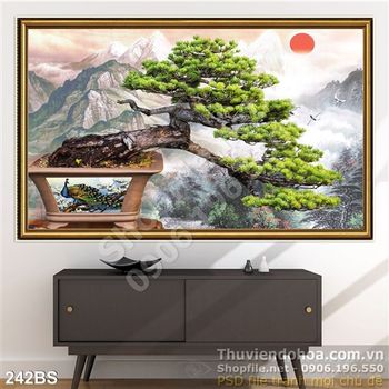 Tranh bonsai  cây thông vững trãi đẹp
