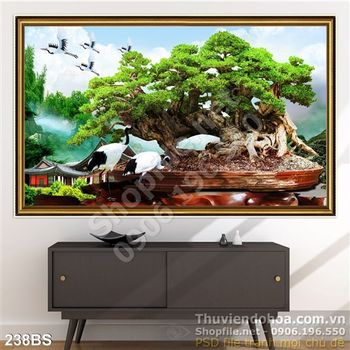 Tranh bonsai lớn và chim họa nghệ thuật