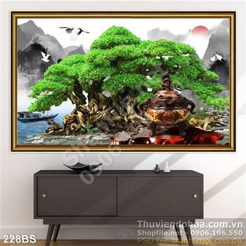 Tranh bonsai đồ sộ nghệ thuật nhật bản