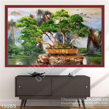 Chậu bonsai in gạch nghệ thuật mùa xuân