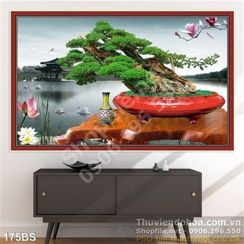 Chậu bonsai gốc lớn và hồ nước