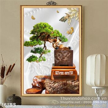 Chậu bonsai đẹp ấn tượng lụa 3d